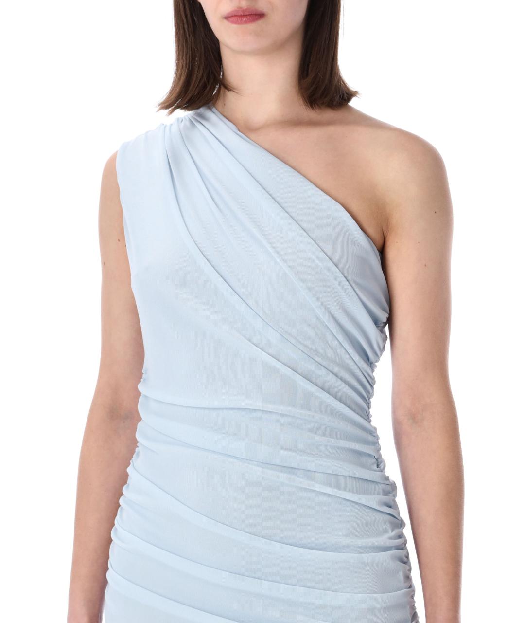 ROTATE Голубое полиэстеровое коктейльное платье, фото 3