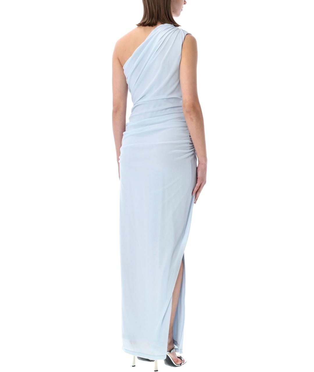 ROTATE Голубое полиэстеровое коктейльное платье, фото 2