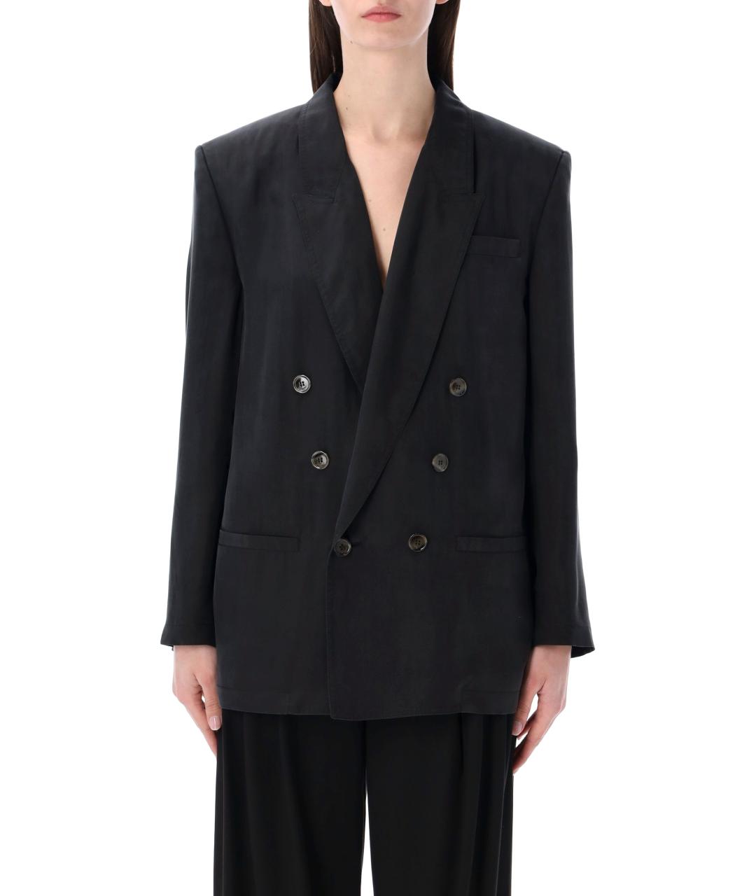 SAINT LAURENT Черный шелковый жакет/пиджак, фото 1