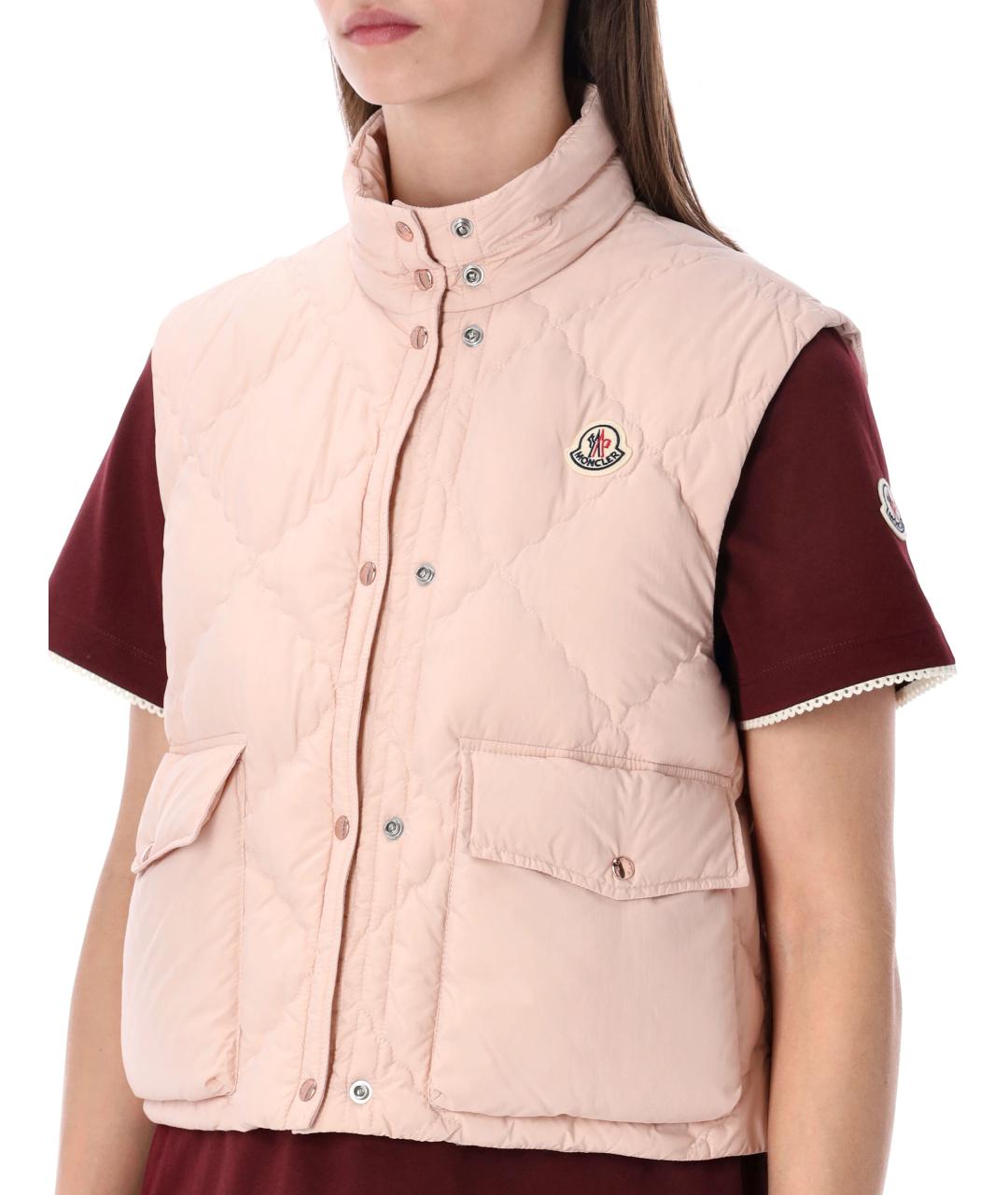MONCLER Розовый полиамидовый жилет, фото 3