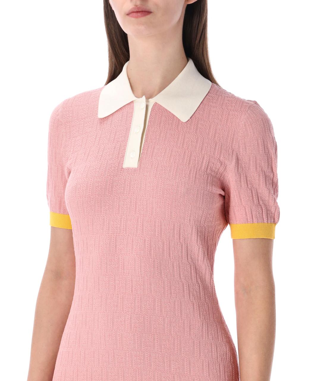 FENDI Розовое хлопковое повседневное платье, фото 3