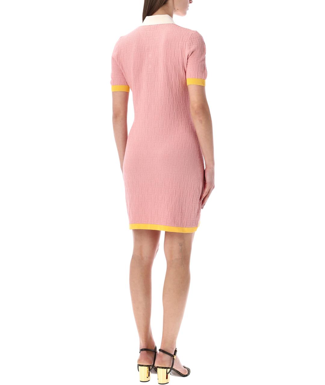 FENDI Розовое хлопковое повседневное платье, фото 2