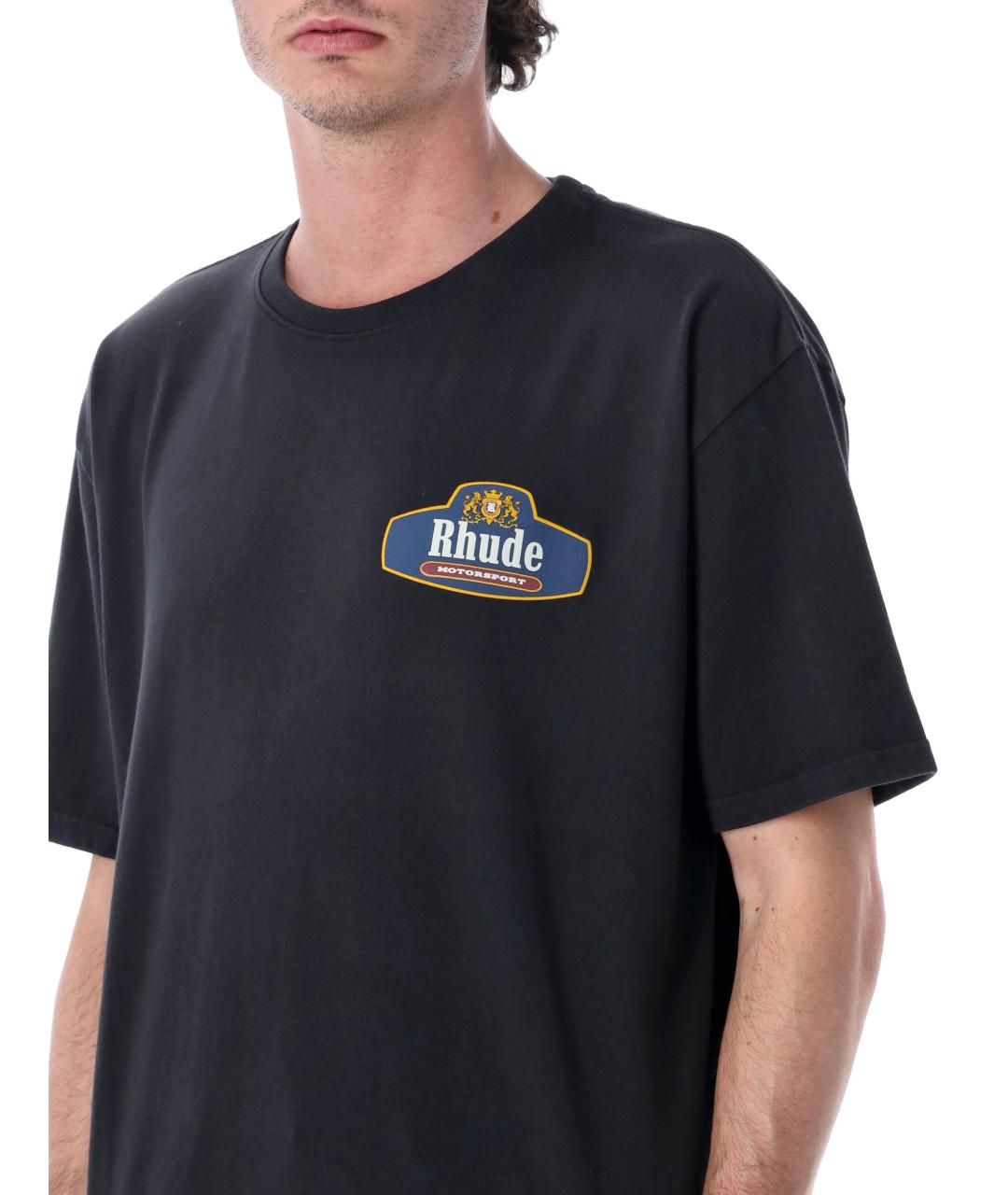 RHUDE Черная хлопковая футболка, фото 3