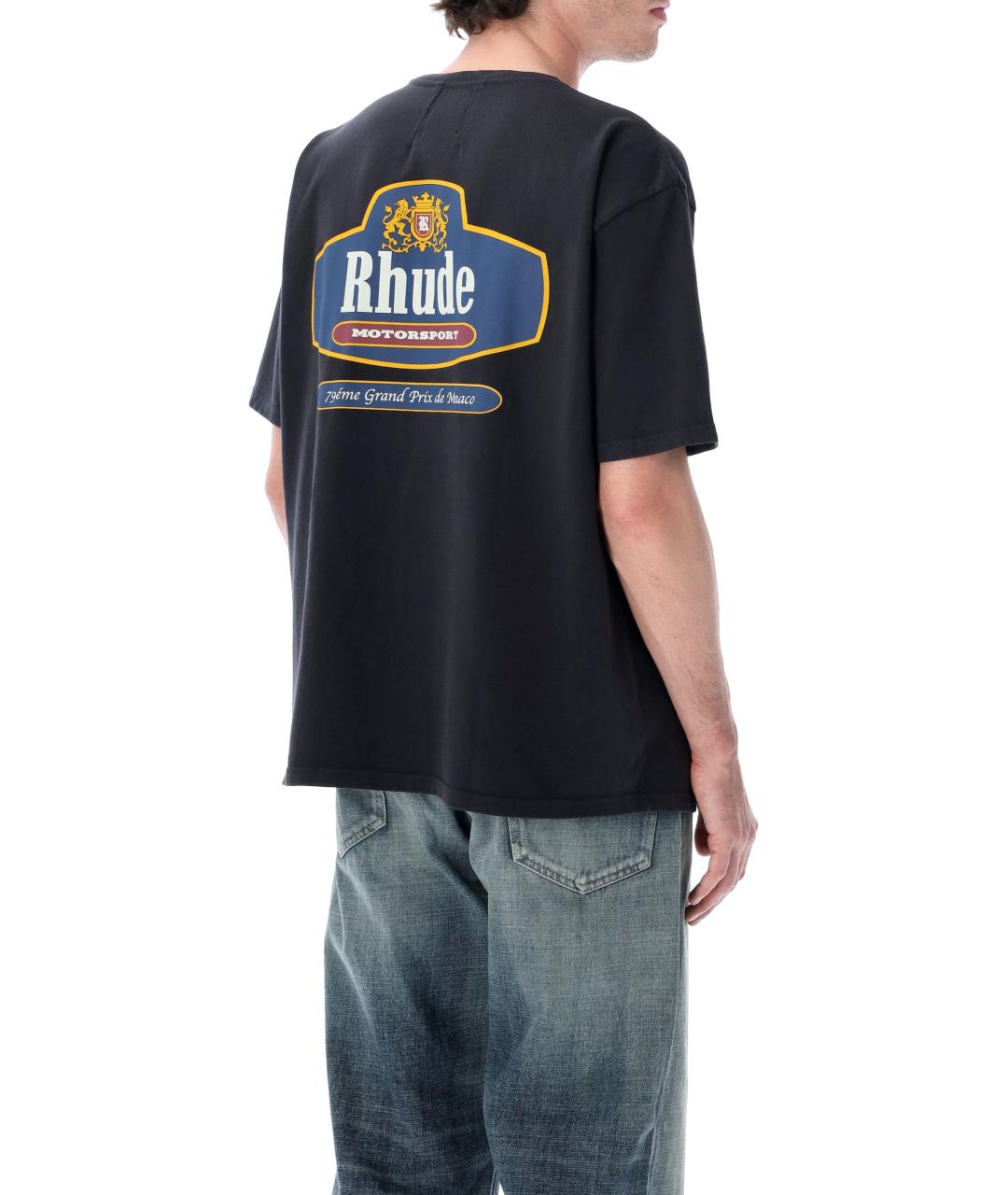 RHUDE Черная хлопковая футболка, фото 2