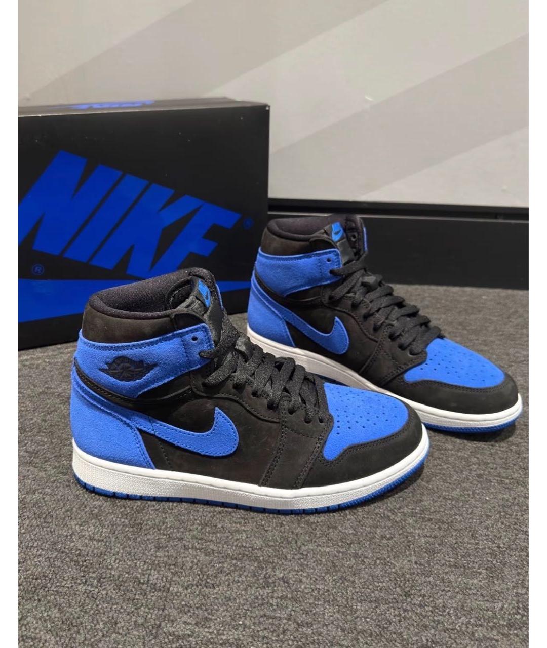 JORDAN Синие замшевые высокие кроссовки / кеды, фото 2