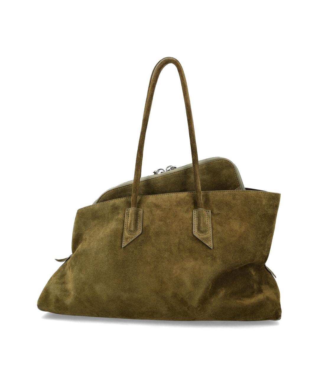THE ATTICO Хаки замшевая сумка тоут, фото 3