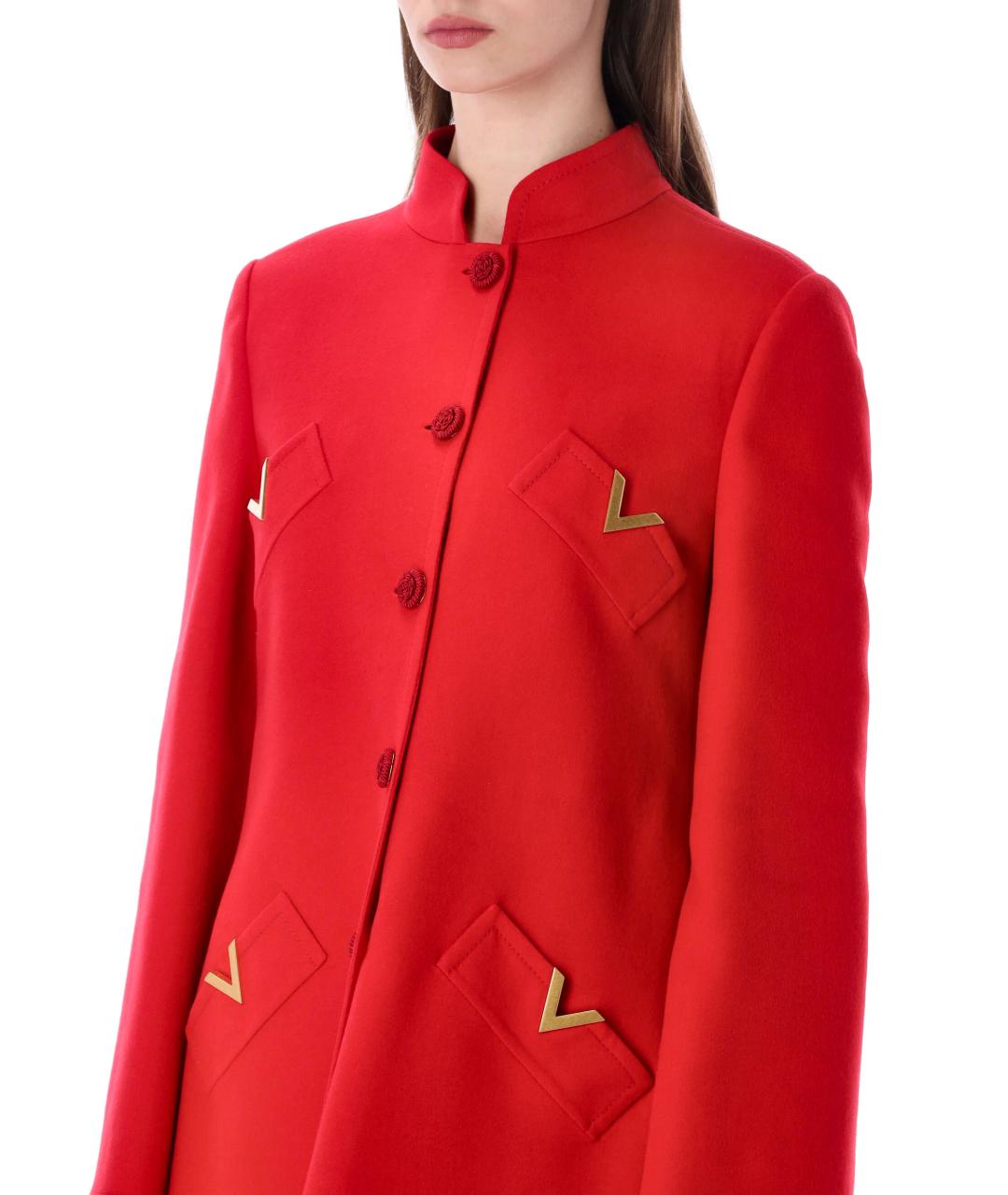 VALENTINO Красное шерстяное пальто, фото 3