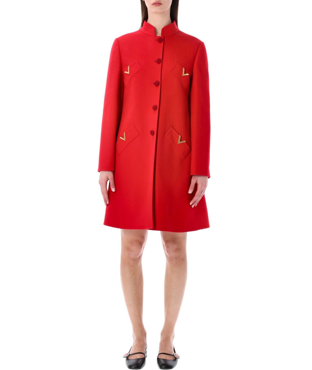 VALENTINO Красное шерстяное пальто, фото 1