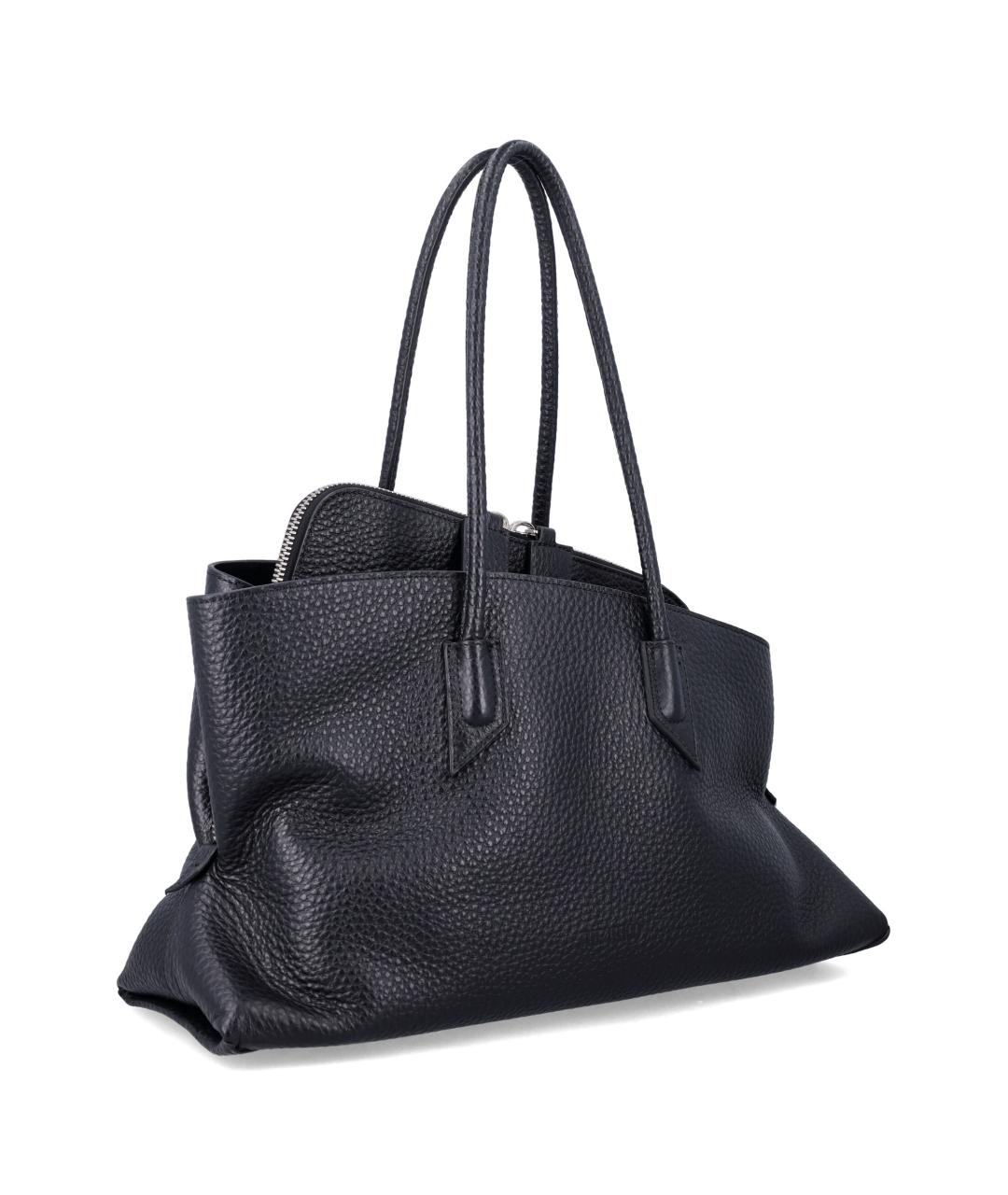 THE ATTICO Черная кожаная сумка тоут, фото 2