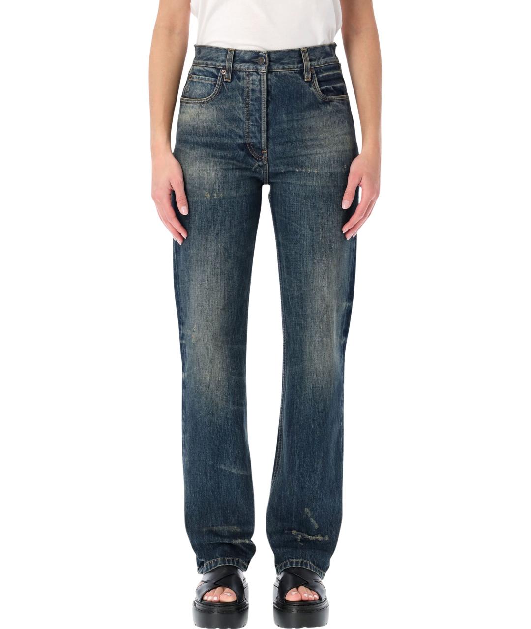 PRADA Синие хлопковые прямые джинсы, фото 1