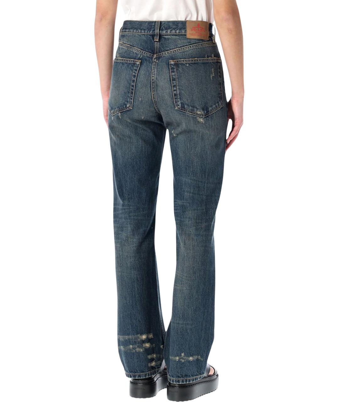 PRADA Синие хлопковые прямые джинсы, фото 2