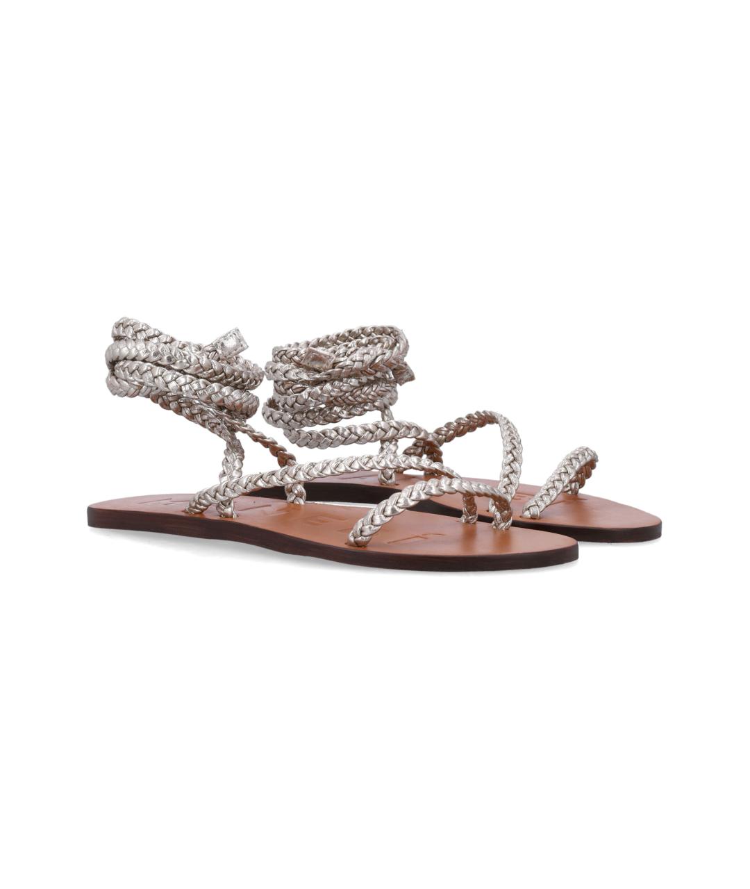 MANEBI Серебряные кожаные сандалии, фото 2