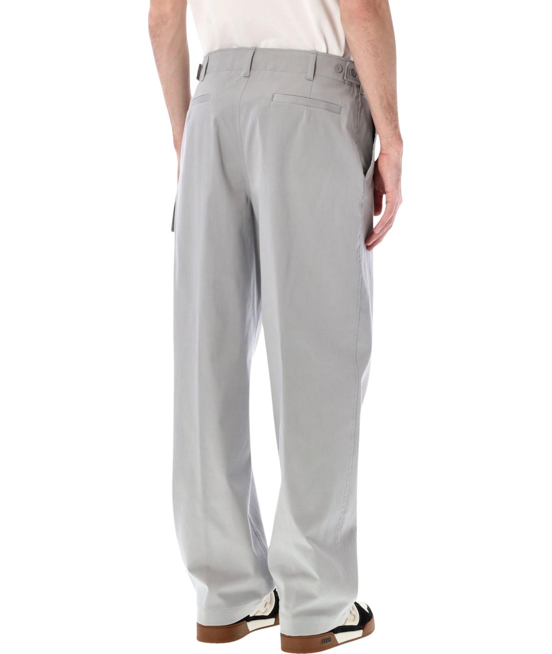 FENDI Серые хлопковые повседневные брюки, фото 2