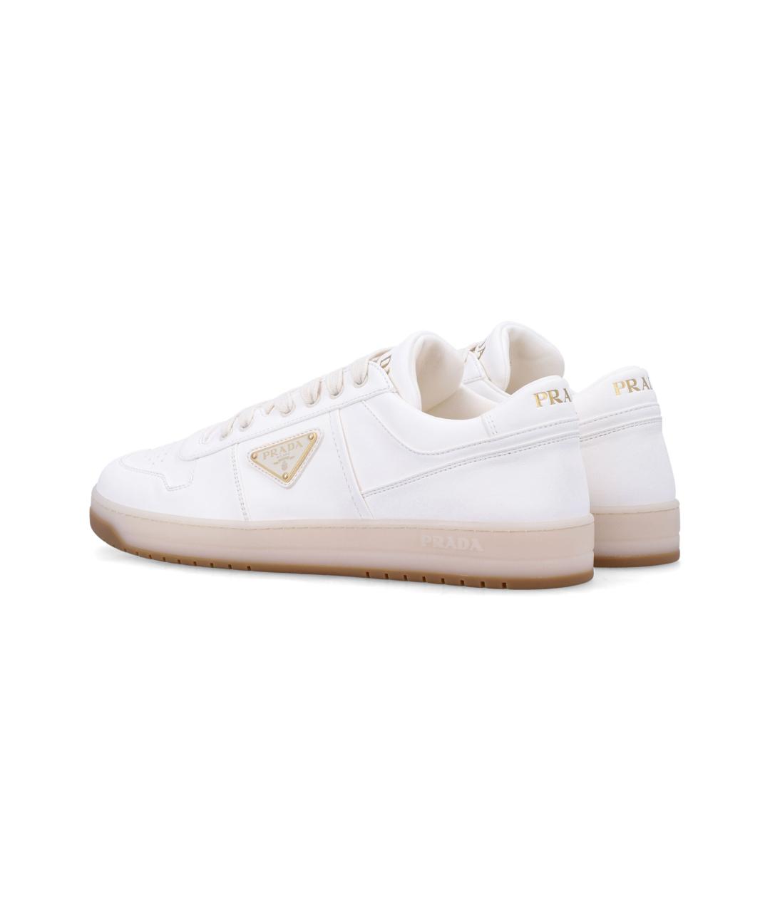 PRADA Белые кожаные низкие кроссовки / кеды, фото 4
