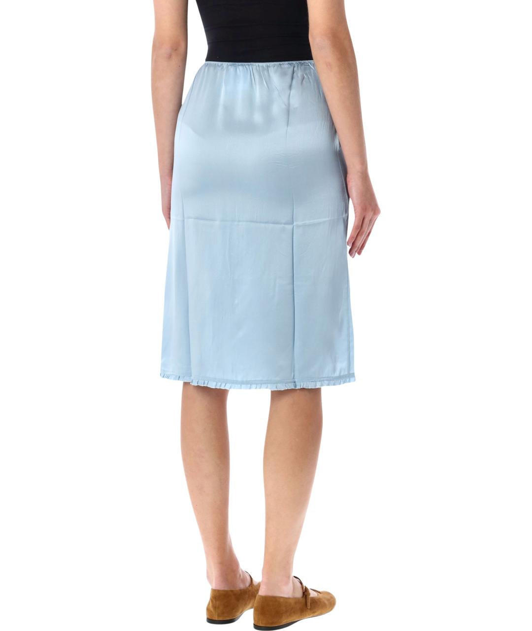 PRADA Голубая шелковая юбка миди, фото 2