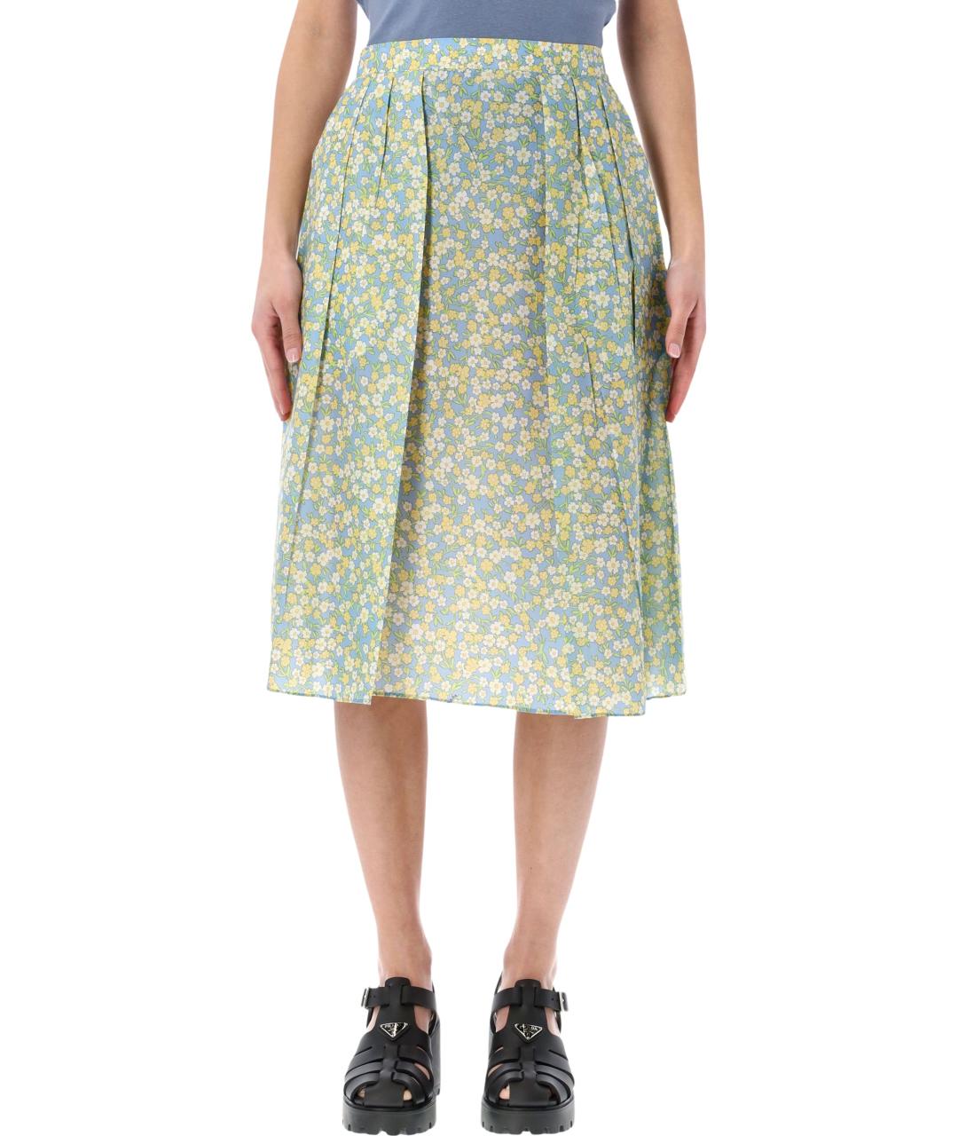 PRADA Мульти полиамидовая юбка миди, фото 1
