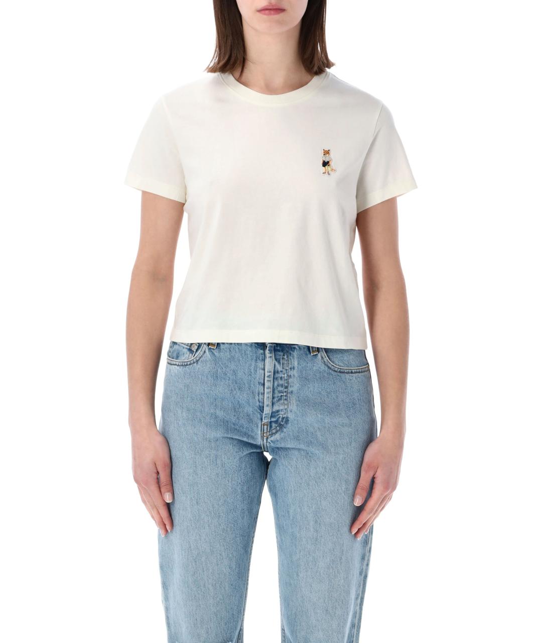 MAISON KITSUNE Белая хлопковая футболка, фото 1