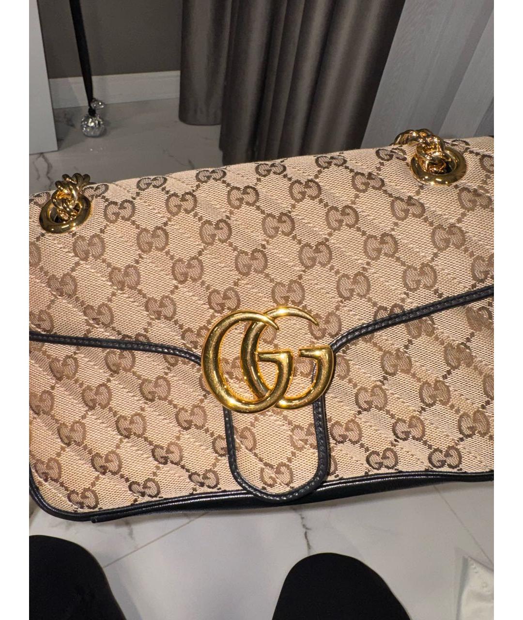 GUCCI Бежевая тканевая сумка через плечо, фото 3