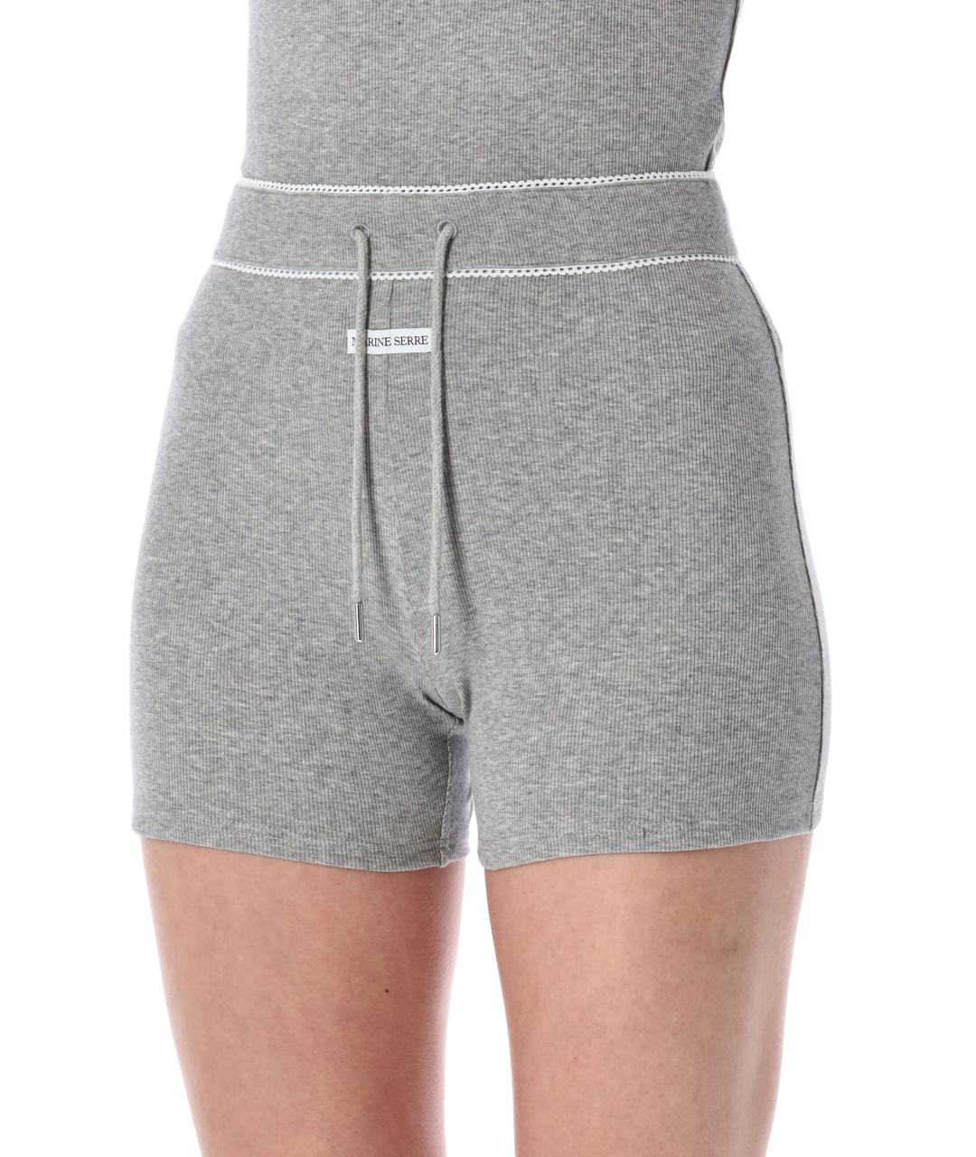 MARINE SERRE Серые хлопковые шорты, фото 3