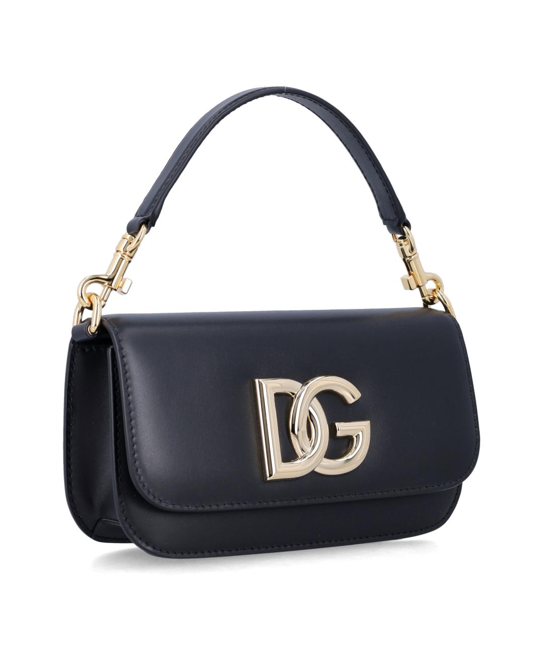 DOLCE&GABBANA Черная кожаная сумка с короткими ручками, фото 2