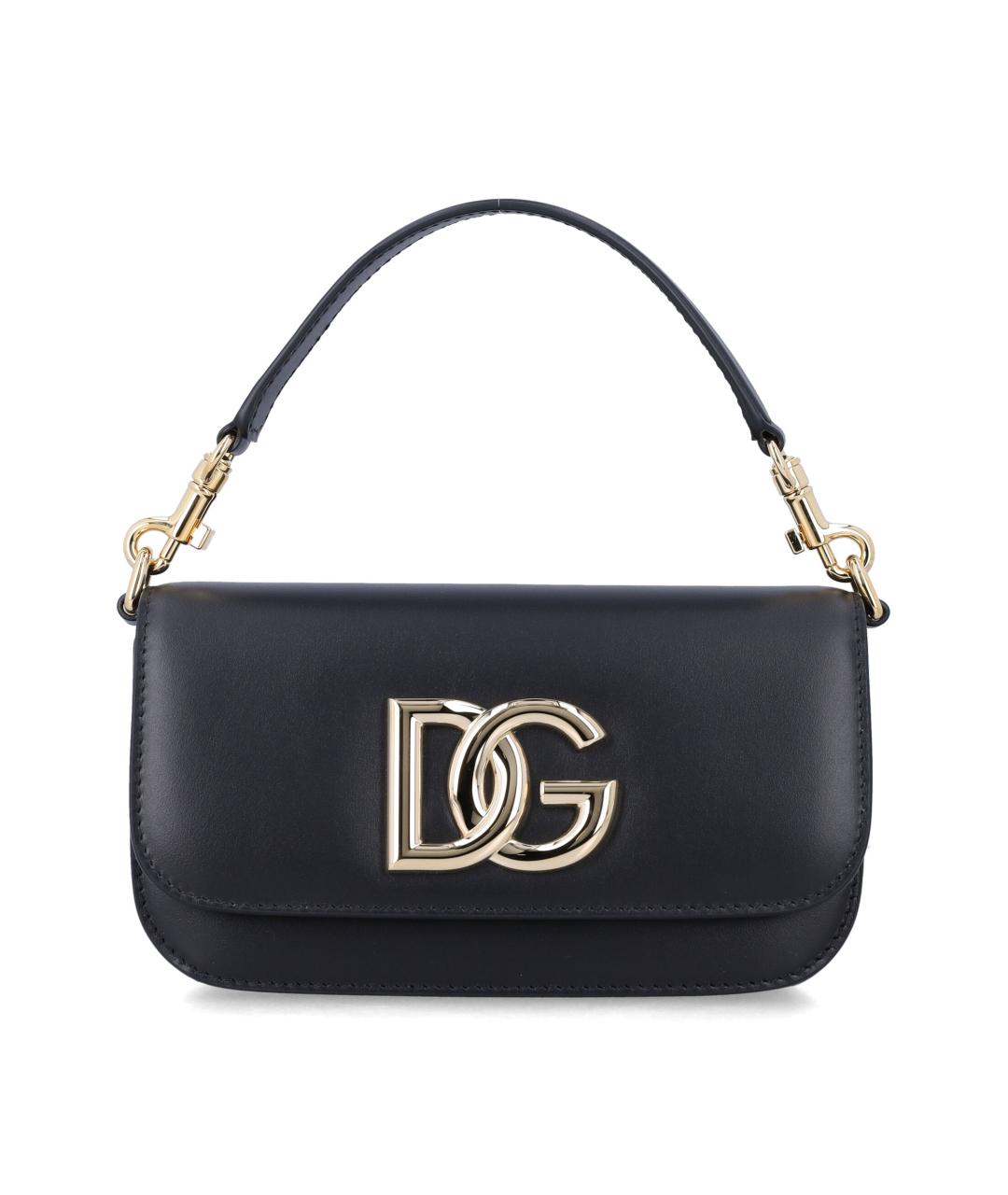 DOLCE&GABBANA Черная кожаная сумка с короткими ручками, фото 1