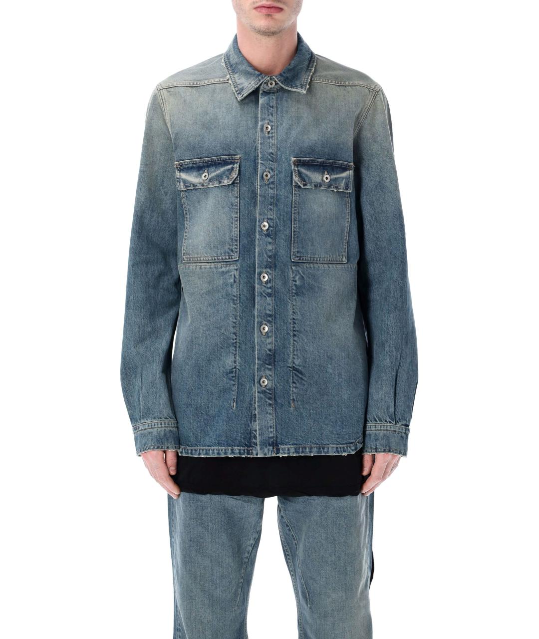 RICK OWENS DRKSHDW Синяя хлопковая кэжуал рубашка, фото 1