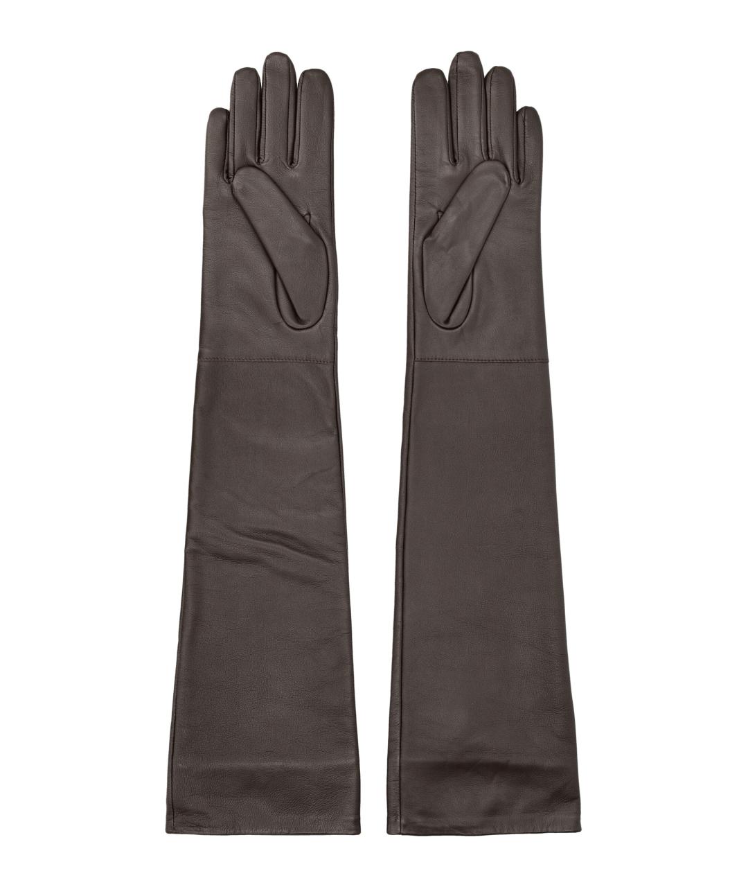 THE FRANKIE SHOP Коричневые кожаные перчатки, фото 2