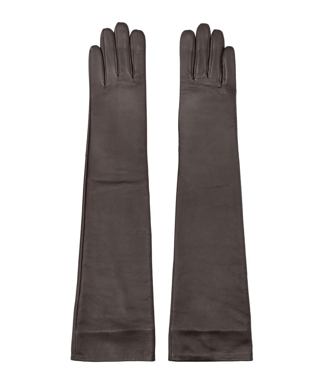 THE FRANKIE SHOP Коричневые кожаные перчатки, фото 1