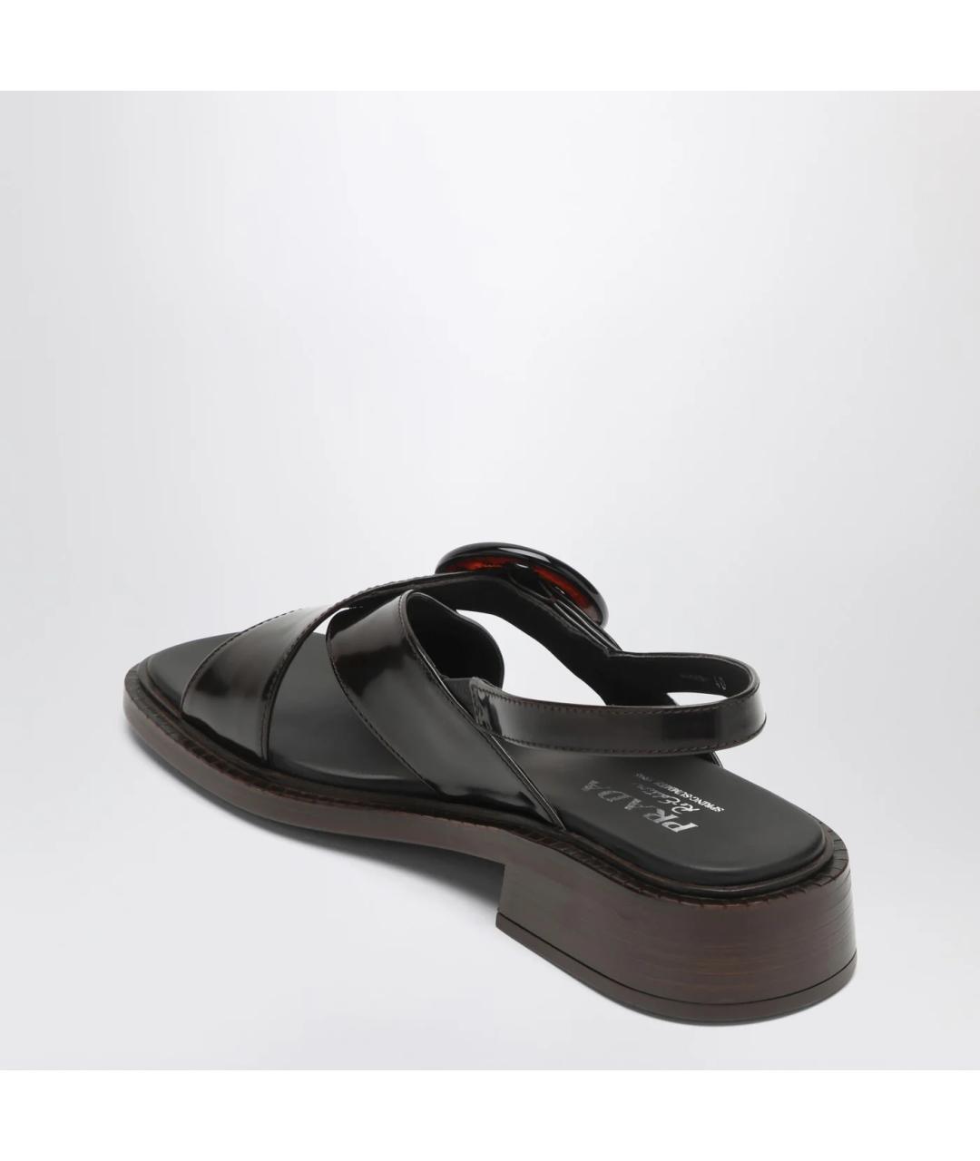 PRADA Коричневые кожаные сандалии, фото 2