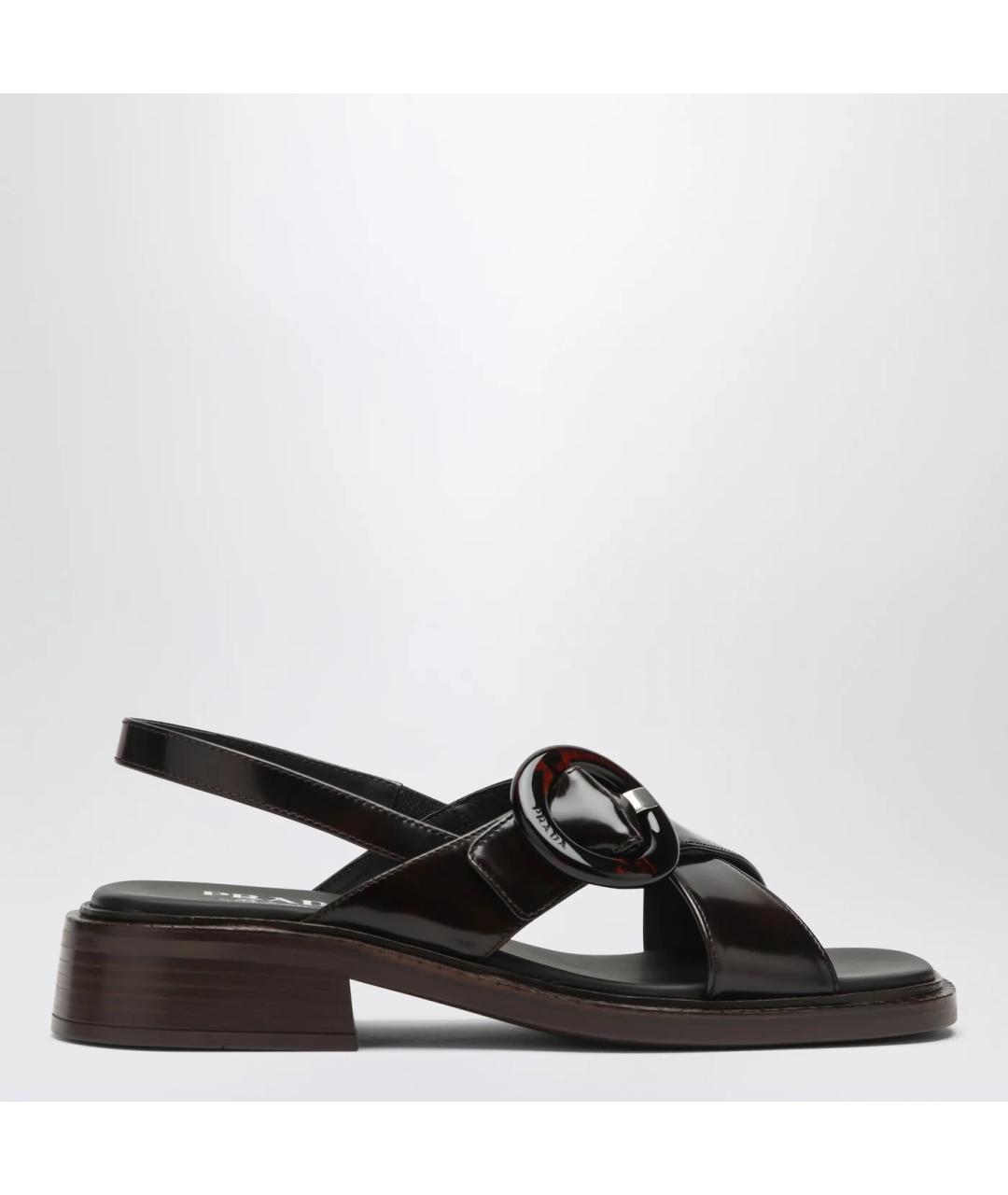 PRADA Коричневые кожаные сандалии, фото 3