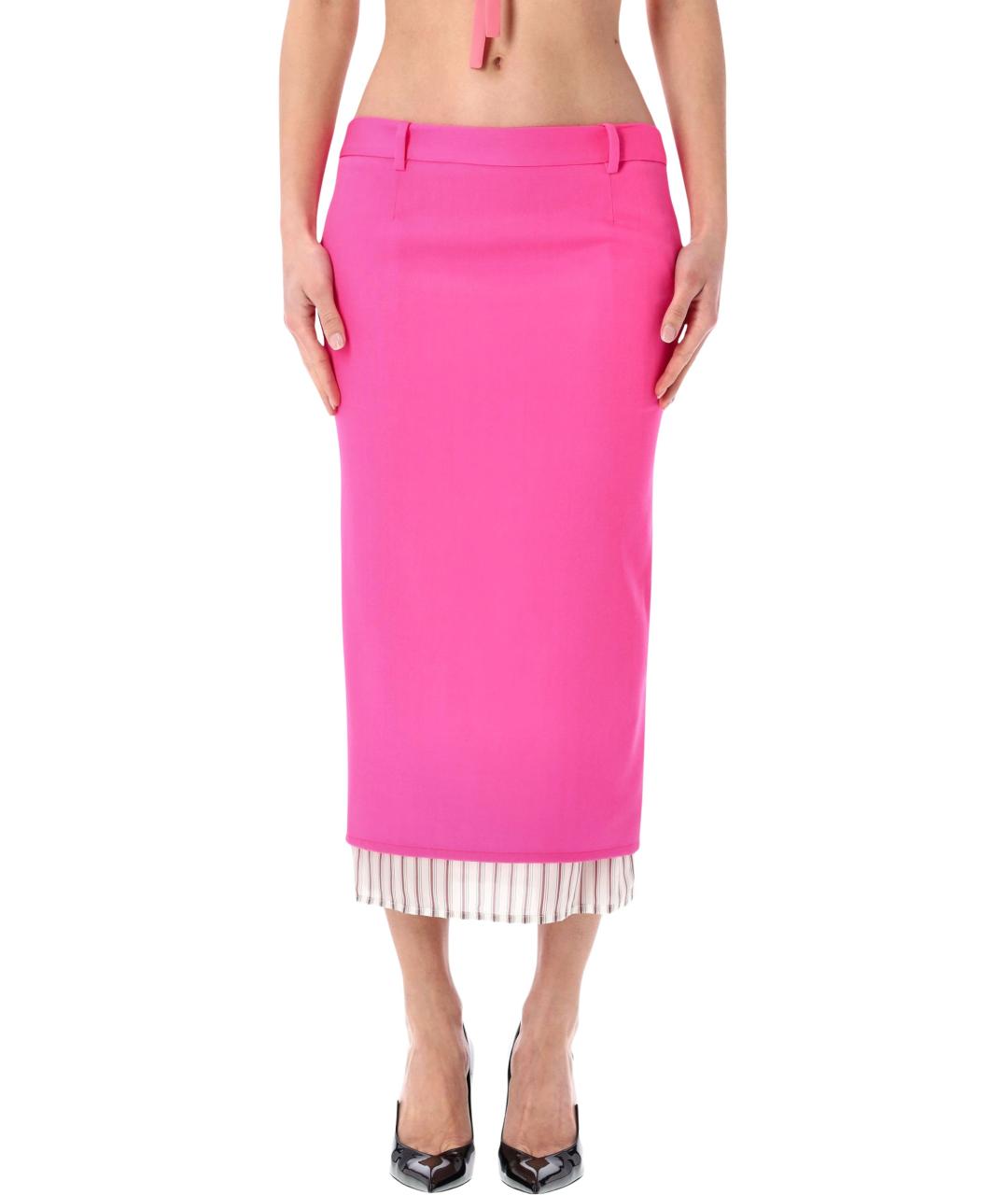 THE ATTICO Розовая юбка миди, фото 1