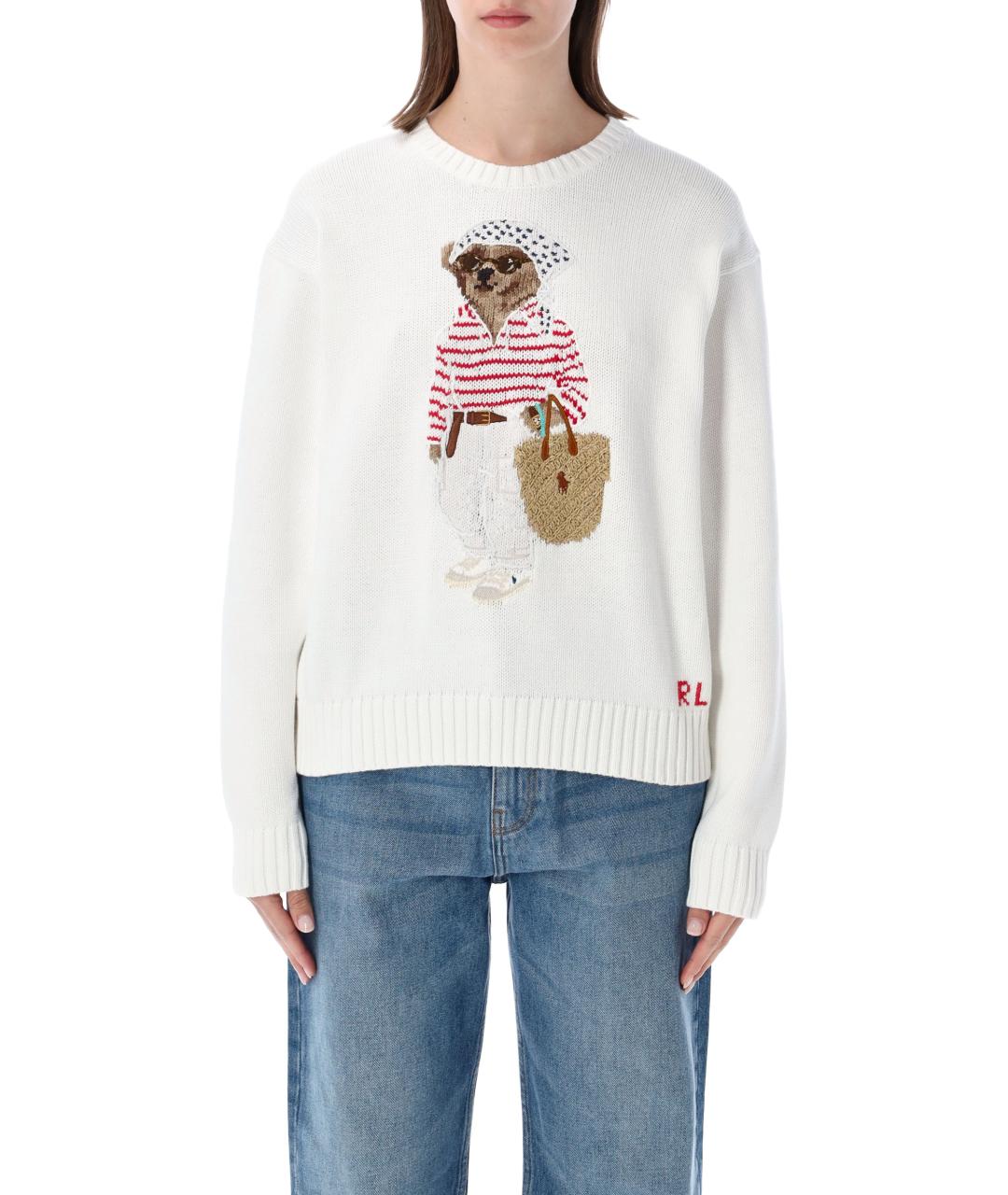 POLO RALPH LAUREN Белый хлопковый джемпер / свитер, фото 1