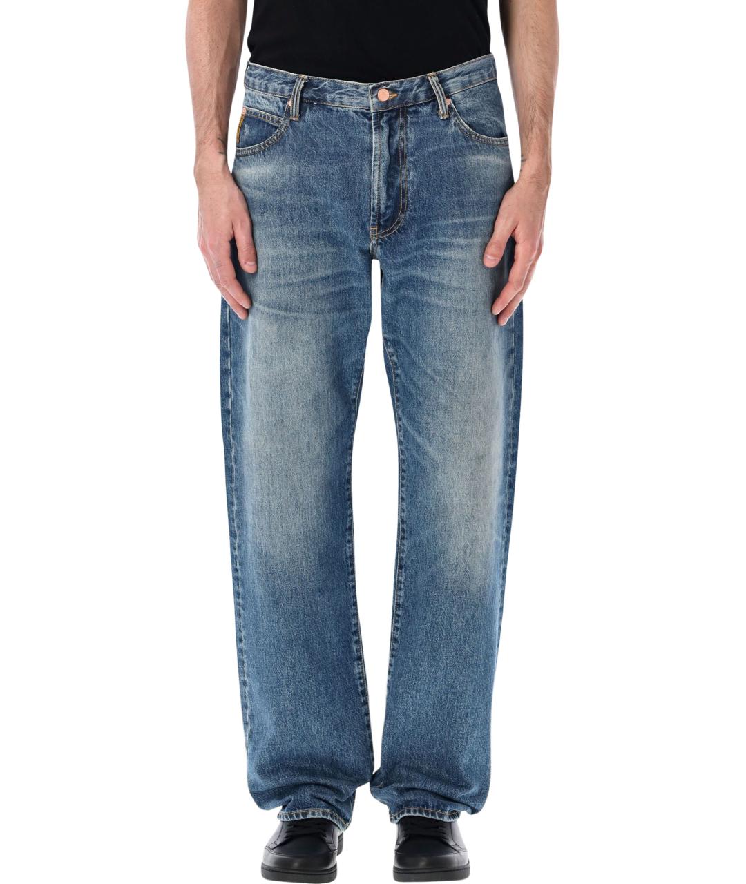 EMPORIO ARMANI Синие хлопковые прямые джинсы, фото 1