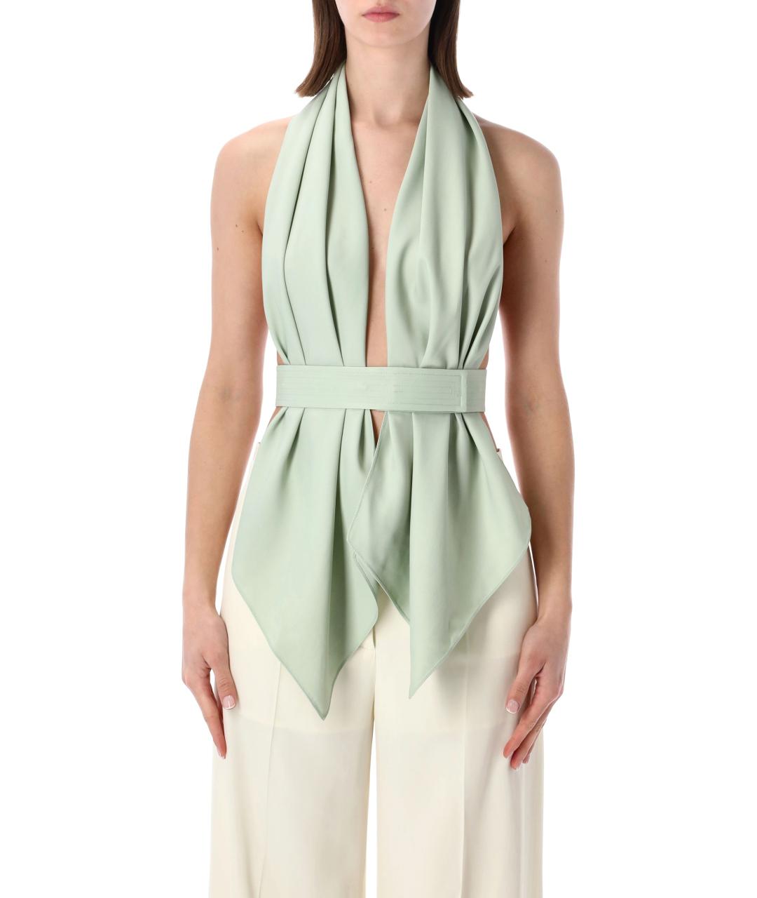 ALBERTA FERRETTI Зеленая вискозная майка, фото 1