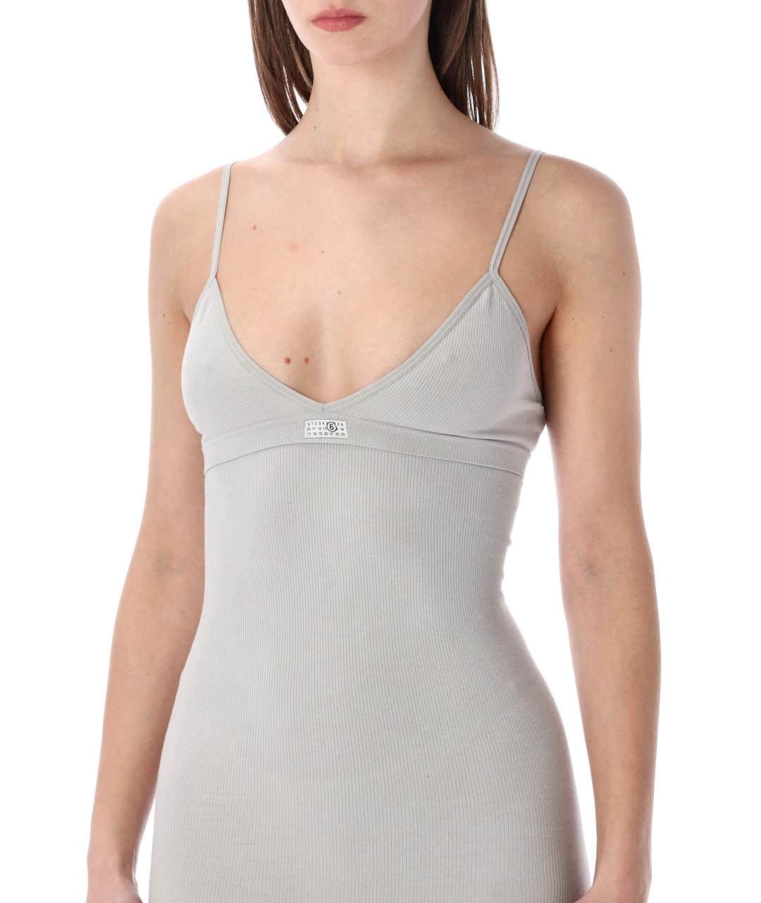 MM6 MAISON MARGIELA Серое хлопковое повседневное платье, фото 3