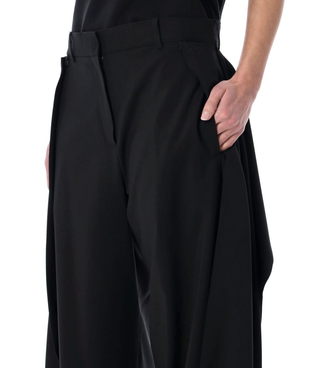 LOEWE Черные шерстяные брюки широкие, фото 3
