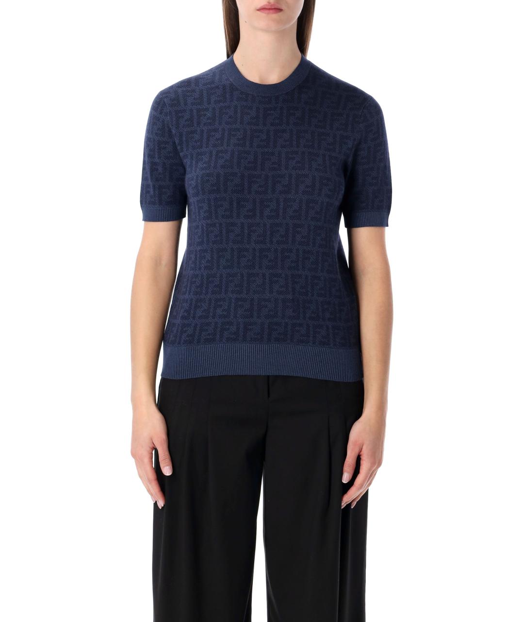 FENDI Синий шерстяной джемпер / свитер, фото 1