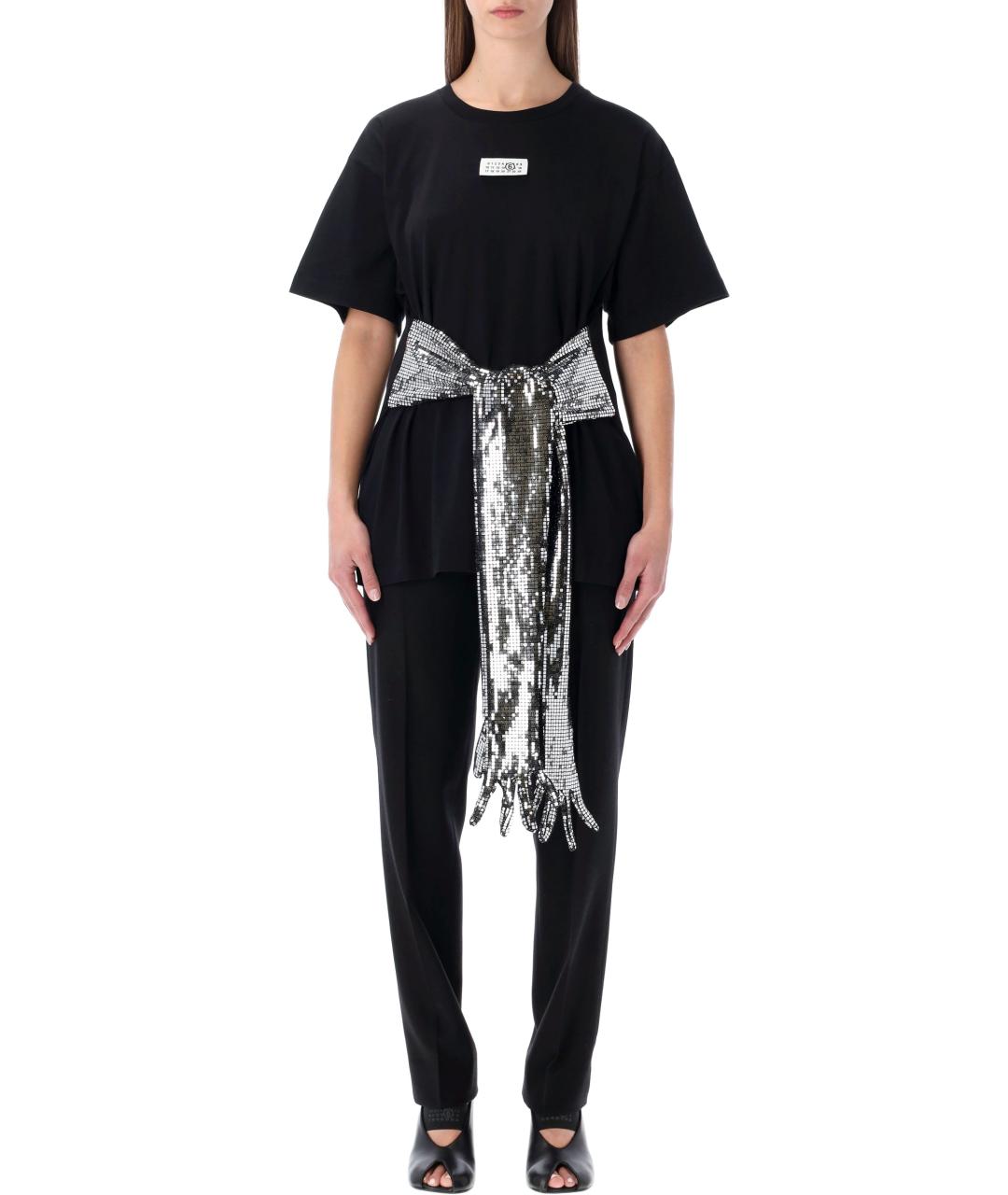 MM6 MAISON MARGIELA Черная хлопковая футболка, фото 1