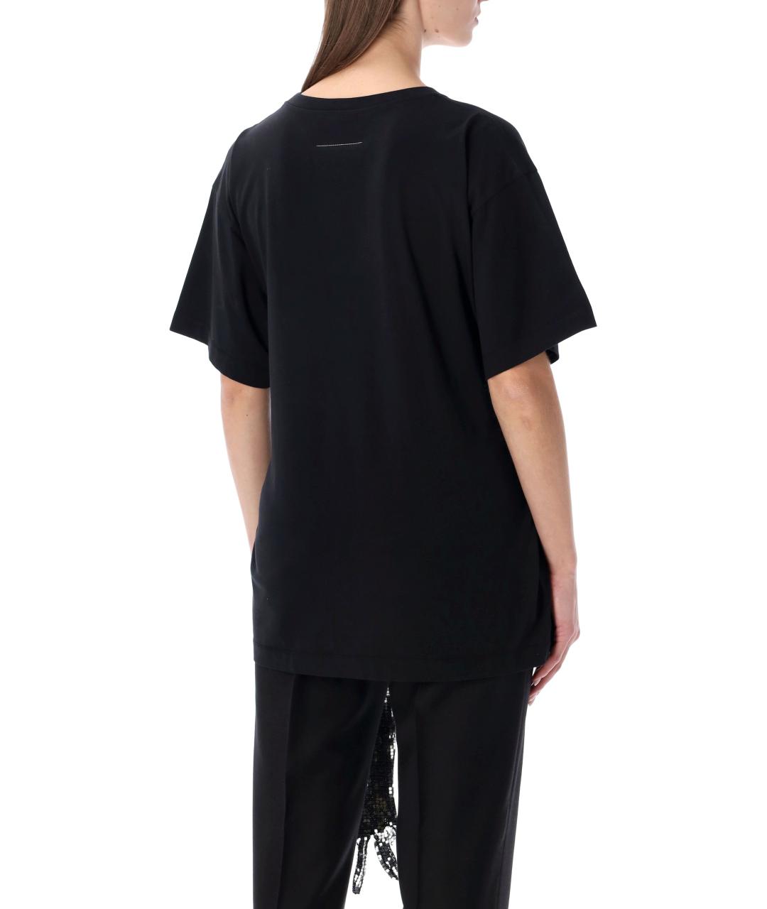 MM6 MAISON MARGIELA Черная хлопковая футболка, фото 2