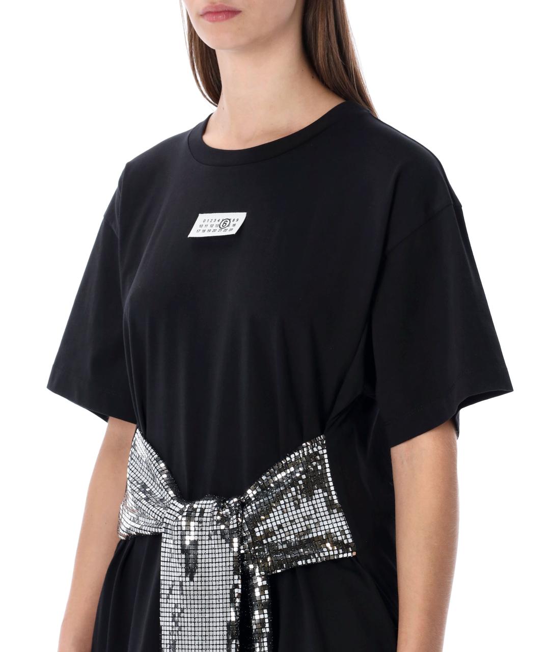 MM6 MAISON MARGIELA Черная хлопковая футболка, фото 3