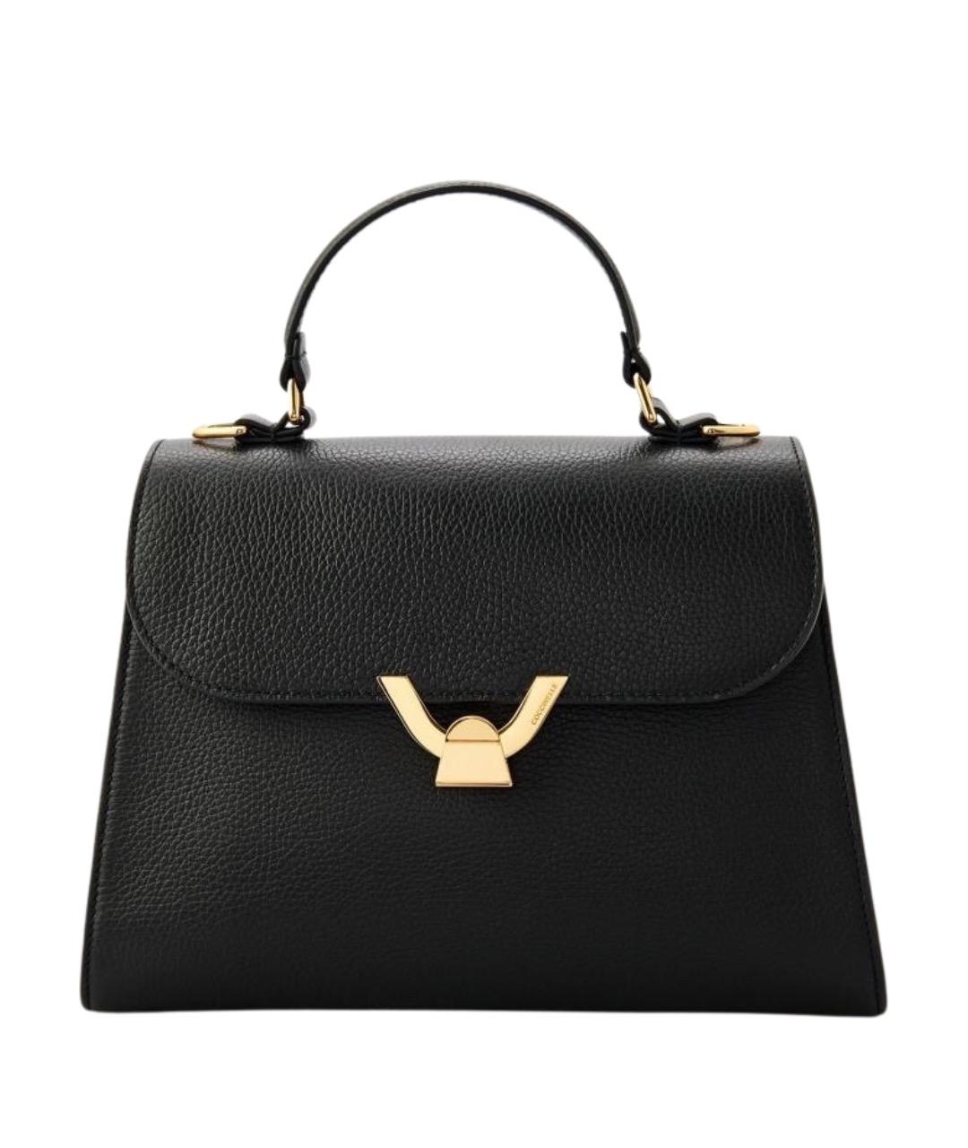 COCCINELLE Черная кожаная сумка с короткими ручками, фото 1