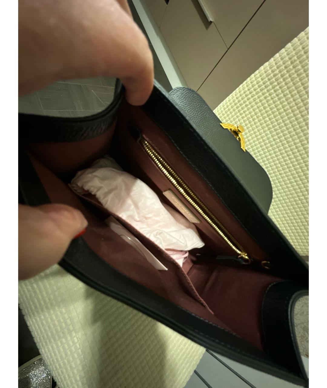 COCCINELLE Черная кожаная сумка с короткими ручками, фото 4