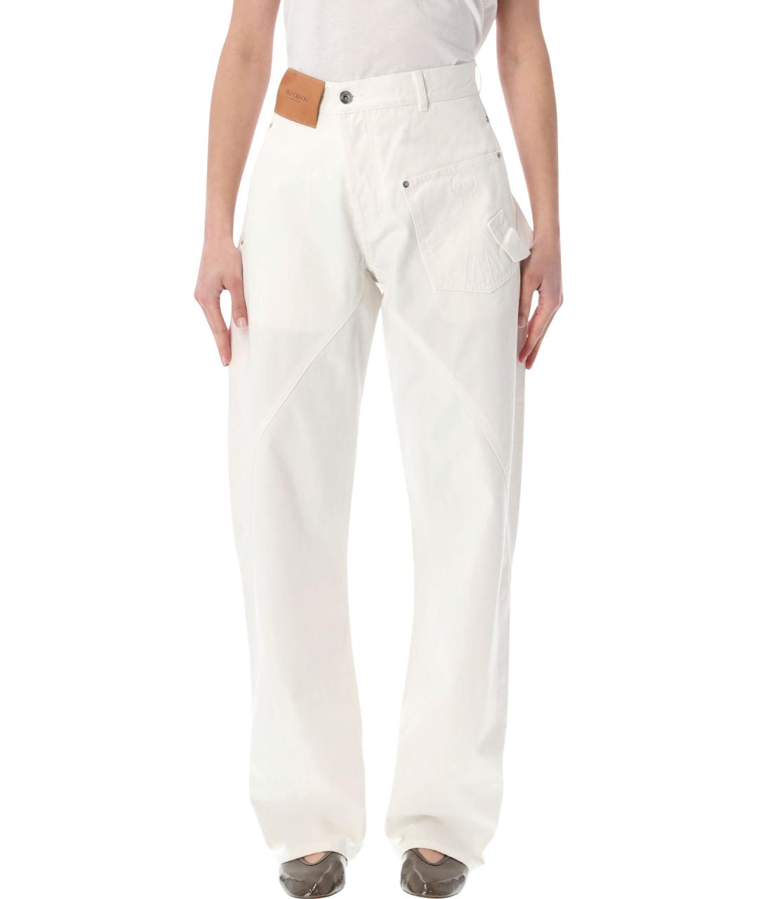 J.W.ANDERSON Белые хлопковые прямые джинсы, фото 1