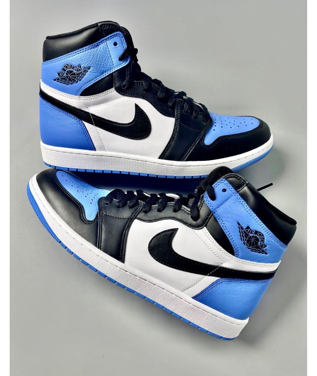JORDAN Голубые кожаные высокие кроссовки / кеды, фото 2