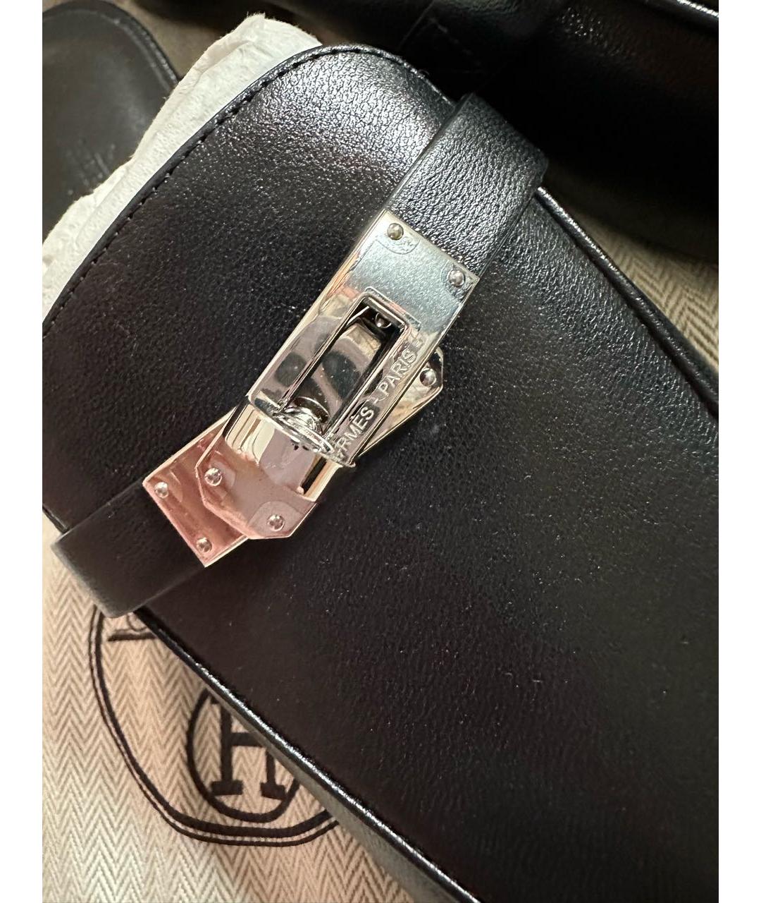 HERMES Черные кожаные мюли, фото 5