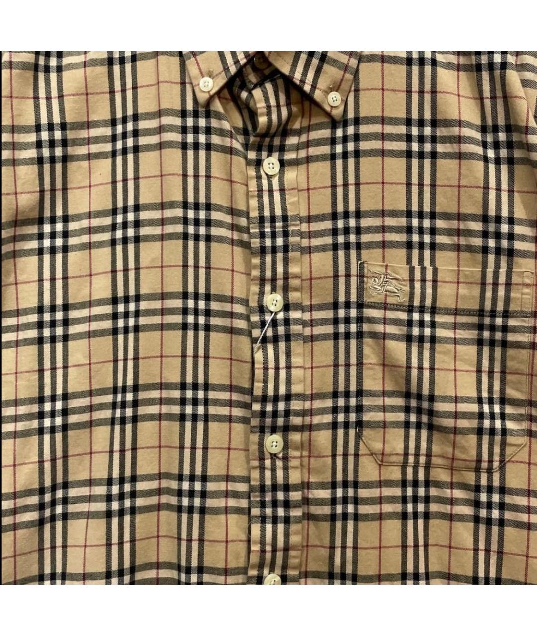 BURBERRY Коричневая хлопковая классическая рубашка, фото 4