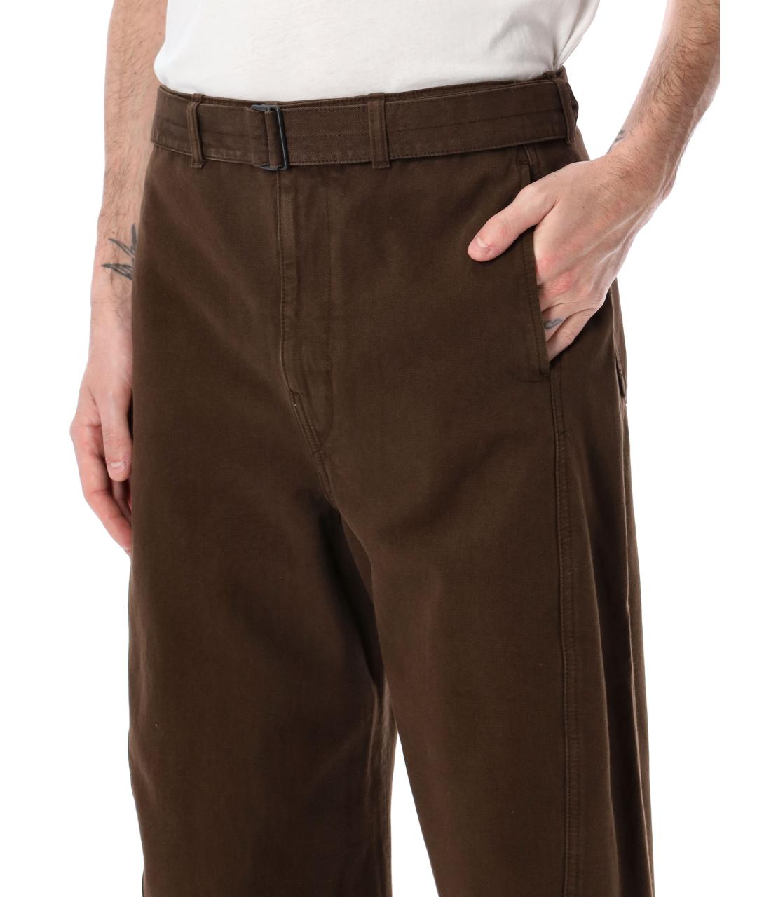 LEMAIRE Коричневые хлопковые повседневные брюки, фото 3
