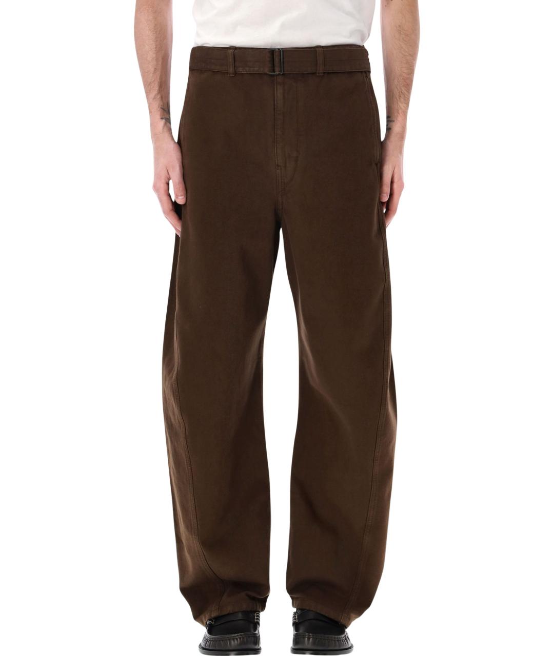 LEMAIRE Коричневые хлопковые повседневные брюки, фото 1