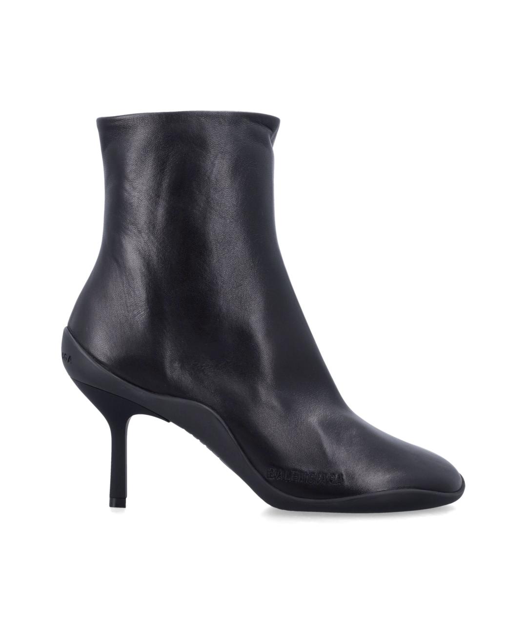 BALENCIAGA Черные кожаные ботинки, фото 1