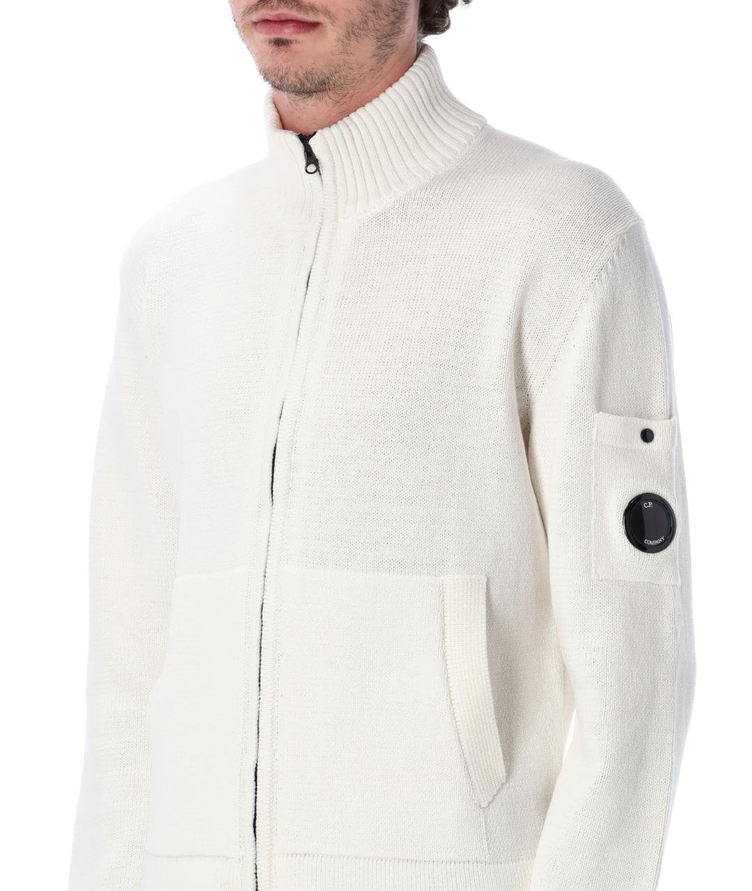 CP COMPANY Белый хлопковый кардиган, фото 3
